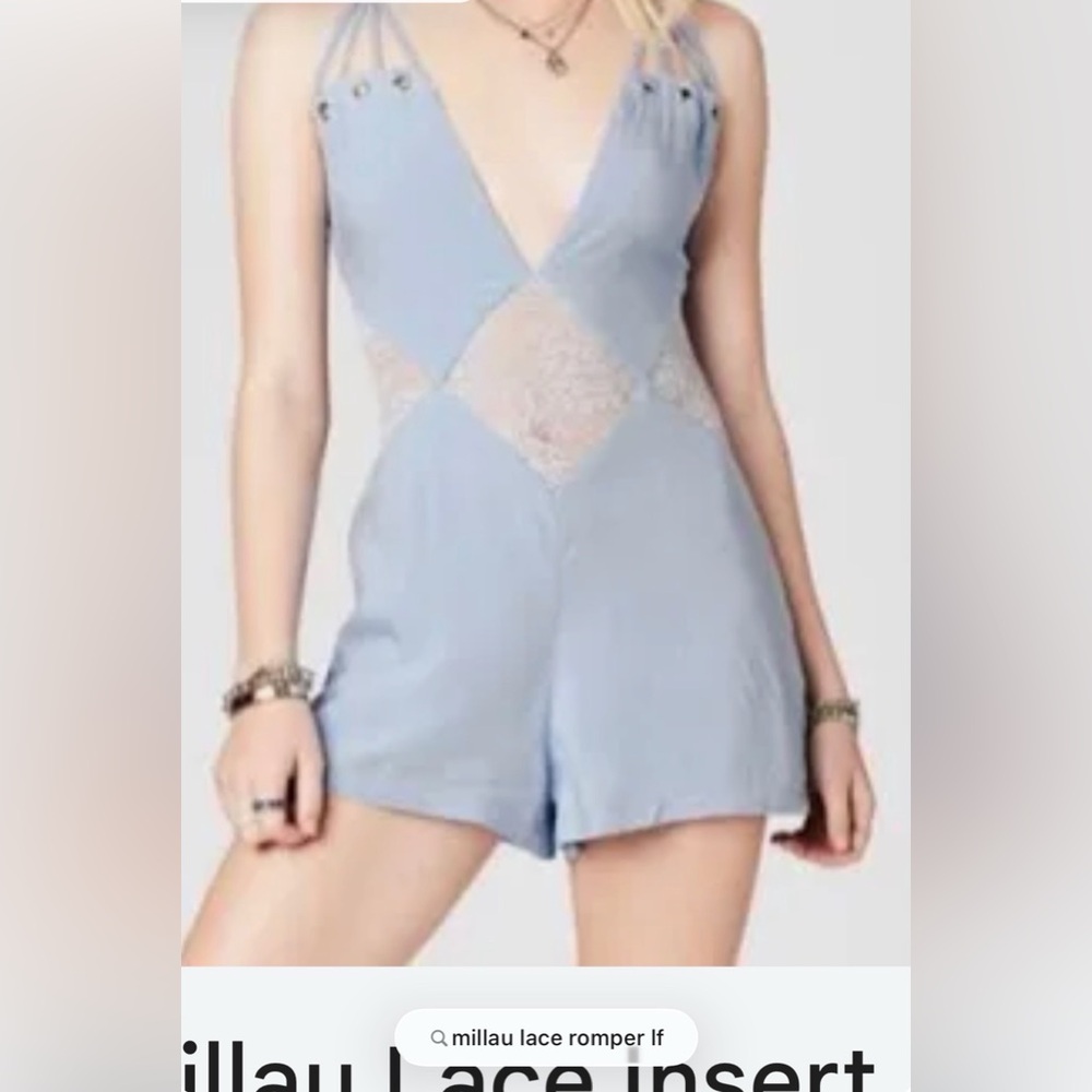 Millau Light Blue Lace Romper